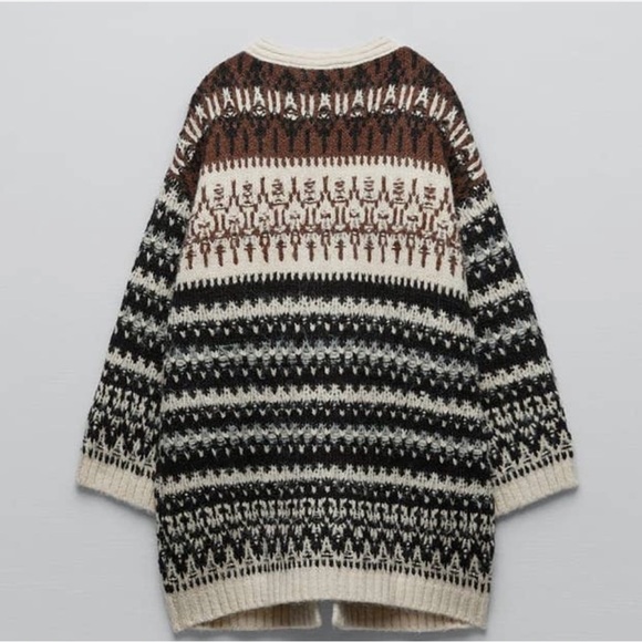 JACQUARD KNIT CARDIGAN M-L | ECRU/ BROWN
REF. 3920/104 - Picture 2 of 7